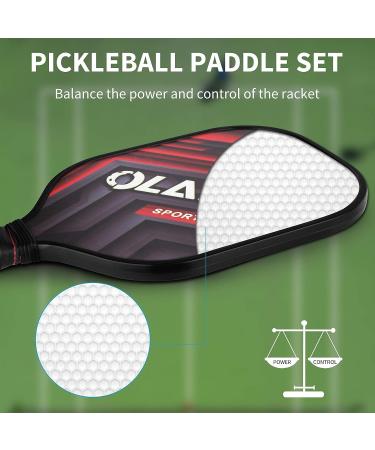 OLANNY Graphite Pickleball Paddles 4 Pack - Premium Rackets Fiber Face & Polymer Core Set with Balls, Grips, and Bag - Buy Online on GoSupps.com