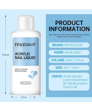 PEACECOLOR 10PC 60ML Acrylic Liquid Monomer for Acrylic Powder Professional System Acrylic Nail Liquid for Acrylic Nails Extension Non-Yellowing Beauty Gifts for Women Girls color 184 - Buy Online on GoSupps.com