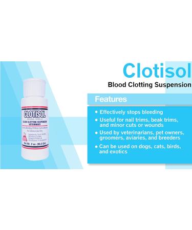 Clothisol Blood Clotting Suspension 2 oz - Stop Bleeding in Pets from Cuts & Wounds - Ideal for Nail & Beak Trims - Dogs, Cats, Birds, Exotics - Buy Online on GoSupps.com