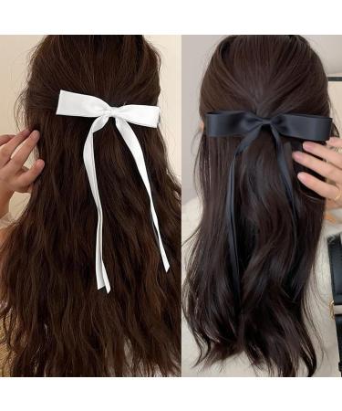 6 Pack Bow Hair Clips for Women Girls Pink White Black Ribbon Hair Bows Elegant Tassel Hair Bow Clips Barrettes Hair Accessories for Girls Teens - Buy Online on GoSupps.com