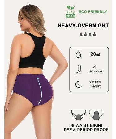 Leovqn Lace Trim Period Pants for Women - Menstrual Underwear Heavy Flow Knickers, Postpartum Briefs - M Purple - Buy Online on GoSupps.com