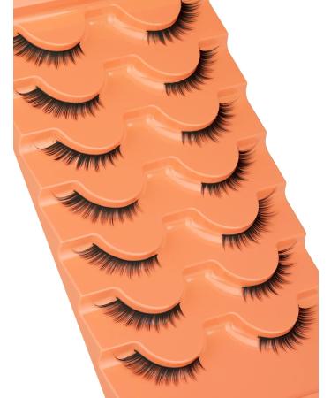 L Curl Cat Eye Half Lashes - 7 Pairs, Wispy & Natural Look, Winged Fox Eye Design, Short Eyeliner Effect - Goddvenus - Buy Online on GoSupps.com