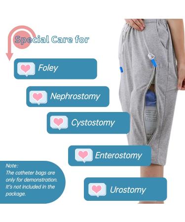 Urine Bag Holder Pants | Catheter Leg Bag Cropped Pants with Pockets for Biliary Nephrostomy & Cystostomy - Medium Black - Buy Online on GoSupps.com