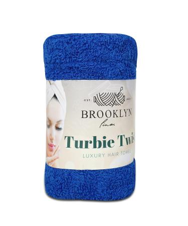 Brooklyn Linen Hair Towel Wrap 11x25 Inch 1 Pack Turban Head Terry Hair Cap Absorbent & Quick Dry Essential for Curly Long & Thick Hair Turbie Royal Blue Royal Blue 11 x 25 Inch - 1 Pack