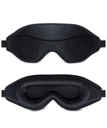 Kimkoo Sleep Mask, Ultra-Light Sleeping Eye Mask with New Design, 3D Contoured, Soft and Comfortable Adjustable , Suitable for Travel/Sleep/Office/Cruise etc. Black