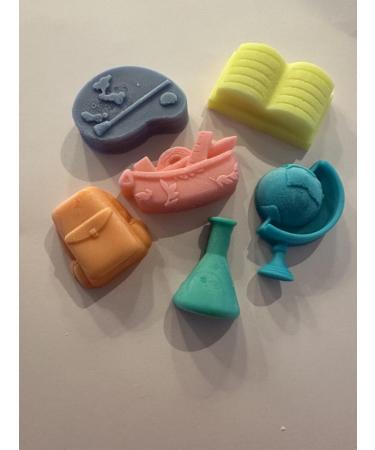 Colorful and fun back to school themed hand soap set featuring creative themed designs.