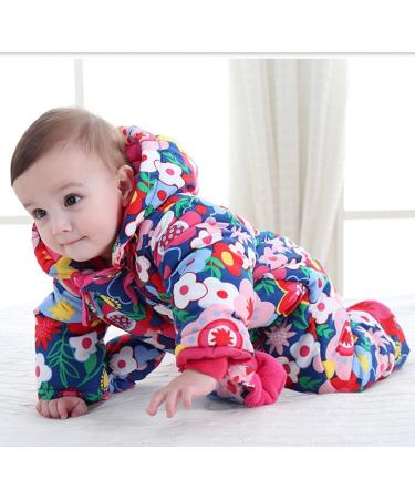 Baby Boys Winter Hooded Romper Snowsuit with Gloves & Booties | Cotton Jumpsuit Outfit (3-6 Months) - Buy Online on GoSupps.com