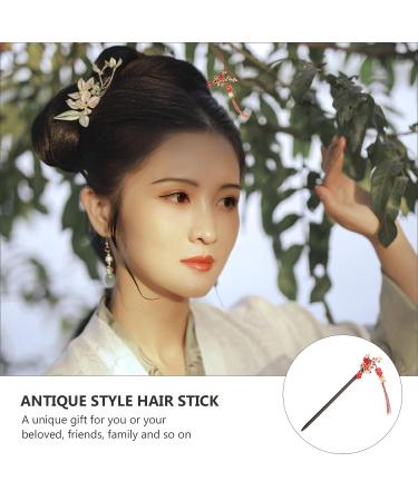 Lurrose Vintage Chinese Hair Stick with Tassel - Retro Wooden Hairpin for Women Hair Styling and Wedding Decor - Buy Online on GoSupps.com