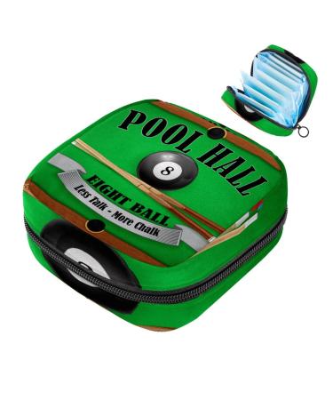 Menstruation pad bag with zipper women's napkin bag tampons collection bags for women and girls (billiard posters pool hall eight ball) Color 1