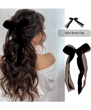 Velvet Hair Bows Clips for Women Black Ribbon Clips for Girls Cute Big Bowknot Hair Clips Barrettes Accessories for Party Birthday Holiday Graduation - Buy Online on GoSupps.com