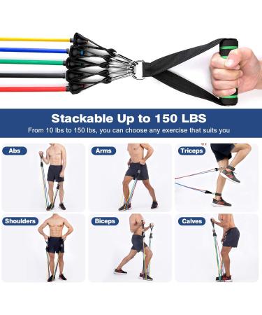 Sensyne Resistance Bands Set 16PCS Exercise Band for Working Out Up to 150 lbs for Indoor and Outdoor Sports Fitness Suspension Speed Strength Baseball Softball Training Home Gym Yoga - Buy Online on GoSupps.com