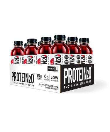 Protein2o Whey Protein Isolate Infused Water Bundle (12 Pack) - Wild Cherry and Peach Mango Flavors Cherry Drink + Protein Drink Peach Mango - Buy Online on GoSupps.com