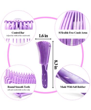 10Pcs Detangling Brush Set for Black Natural Hair | Curly Hair Brush with Sleep Bonnet | Afro America/African Hair 3a to 4c Texture | Purple - Easier Detangling on Wash Days - Buy Online on GoSupps.com