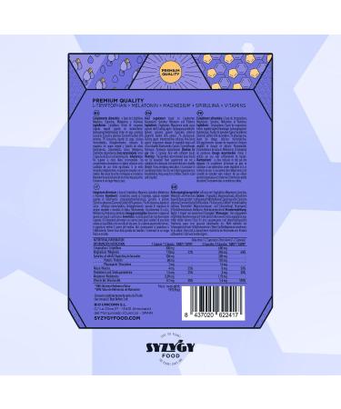 SYZYGY FOOD | Triptophan + Melatonin and Mangesium + Vitamins B6 B5 B3 and Spirulina | 1.78mg Melatonin | 120 Capsules | 600mg Triptophan with Magnesium for Good Sleep - Buy Online on GoSupps.com