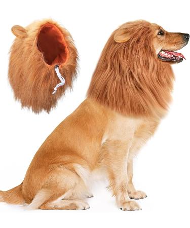 Vivifying Dog Costume Lions Mane | Adjustable Dog Wig with Ears for Medium & Large Dogs - Brown - Buy Online on GoSupps.com