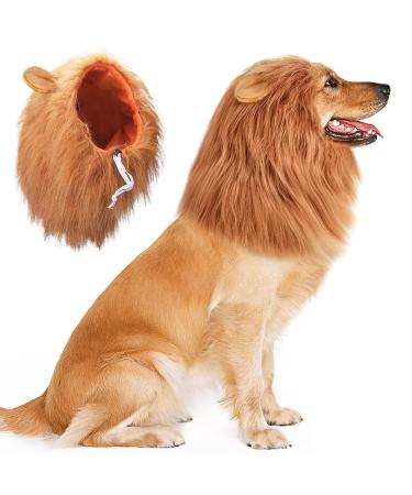Vivifying Dog Costume Lion's Mane Adjustable Dog Wig with Ears for Medium and Large Dogs (Brown) - Buy Online on GoSupps.com