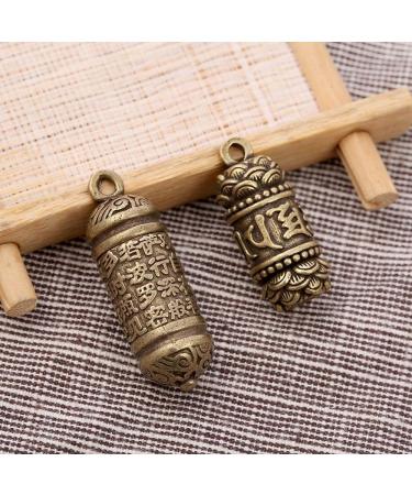 Vintage Brass Necklace Pendant with Buddhist Carving - Pill Box Keychain for Travel - Personal Pill Organizer - Buy Online on GoSupps.com