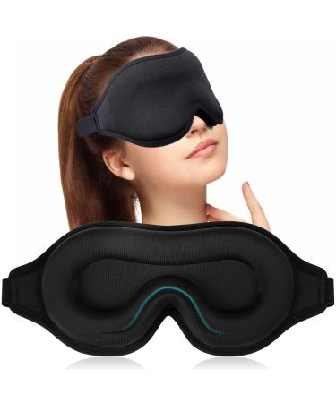 Luxury Sleep Mask for Men Women 100% Block Out Light Sleeping Eye Mask 3D Contoured Zero Eye Pressure Eyeshade Night Blindfold with Adjustable Strap Breathable & Soft Eye Shade Cover