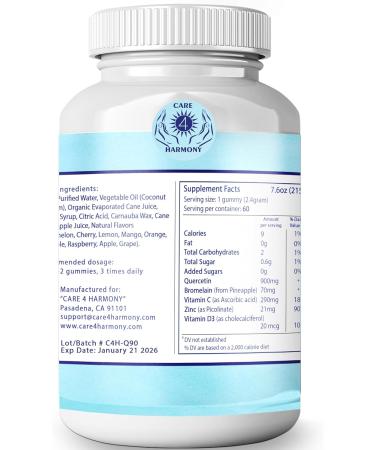 (3Pack) Quercetin Gummies - Quercetin with Bromelain Vitamin C + Zinc Vitamin D3 Chewable Quercetin 900mg Supplements - Quercetin for Kids and Adults (3) - Buy Online on GoSupps.com