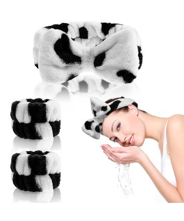 WLLHYF 3pcs Spa Headband & Wristbands Set - Makeup & Skincare Accessories for Women Girls (Black+White) - Buy Online on GoSupps.com