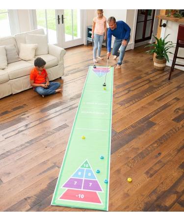 HearthSong Shuffle Zone Shuffleboard Family Game Set - 13ft Mat, 2 Cues, 8 Pucks - Buy Online on GoSupps.com