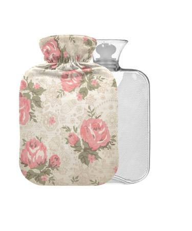 Vintage Floral Hot Water Bottle BPA Free with Cover 2L Large Hot Water Bag for Cramp Pain Relief