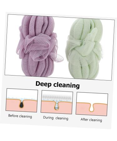 Angoily 2pcs Bath Ball Back Strip - Exfoliating Shower Sponge & Massage Pouf | Elastic Mesh Accessories for Ultimate Relaxation - Buy Online on GoSupps.com