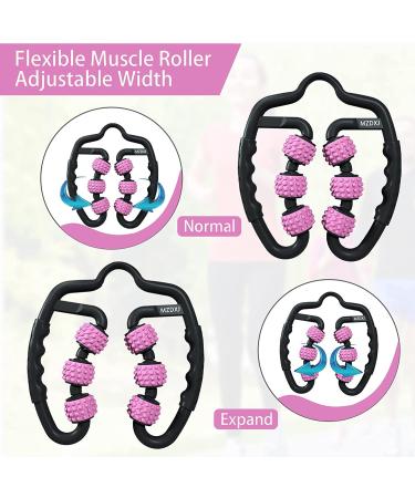 MZDXJ Fit Roller Pro Six-Wheel Fascia Muscle Roller - Relieve Muscle Soreness, Reduce Cellulite - Deep Tissue Massage Roller (Black/Pink) - Buy Online on GoSupps.com