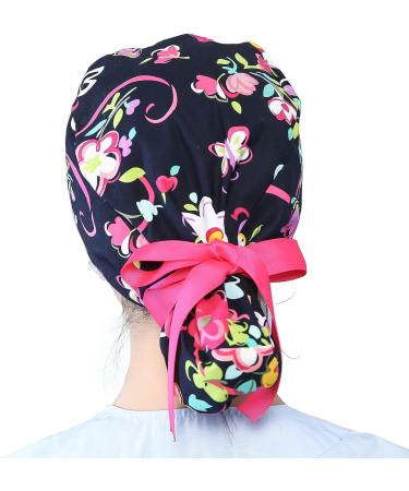 Fassave 2Pcs Working Cap for Women - Adjustable Ponytail Hats with Buttons, Ribbon Tie, Sweatband - Color 02 - Buy Online on GoSupps.com