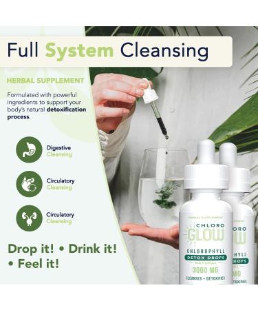 Chloroglow Liquid Chlorophyll Oxygen Drops 3000mg | Energy & Metabolism Support | Immune Boost & Natural Detox | Altitude Sickness Prevention | Body Deodorizing | 30ml (Pack of 2) - Buy Online on GoSupps.com