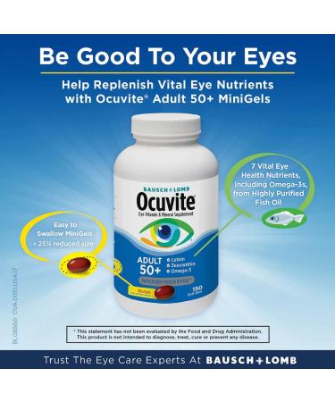 Bausch + Lomb 0-Cuvite Adult 50+ Vitamin & Mineral Supplement - 150 Soft Gels with Lutein, Zeaxanthin, and Omega-3 - Buy Online on GoSupps.com