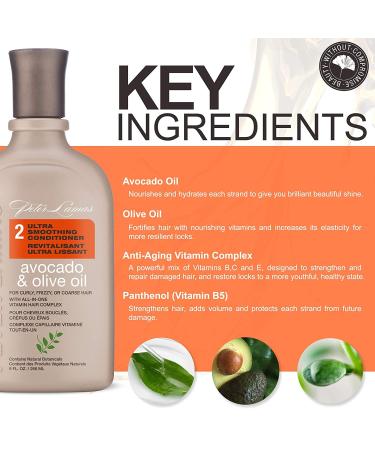 Peter Lamas Avocado & Olive Ultra Smoothing Shampoo & Conditioner - Vegan Paraben & Sulfate-Free for Curly Frizzy & Coarse Hair - Nourishing Hair Care for Healthy Locks - Buy Online on GoSupps.com