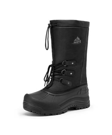 NORTIV 8 Men's Waterproof Hiking Winter Snow Boots Insulated Fur Liner Lightweight Outdoor Tall Boots 13 Black-2m