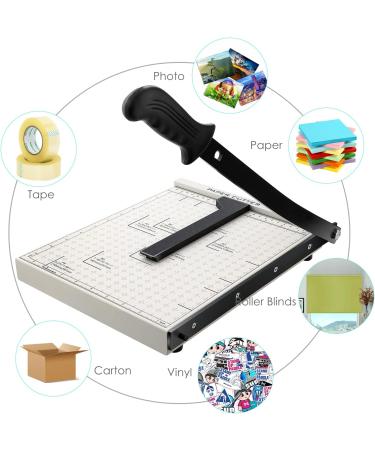 Paper Cutter Heavy Duty A4-B7  12" Cut Length Guillotine Paper Trimmer for Cardstock Metal Base  with Safety Blade Lock&Dual Guides  12 Sheets Capacity  for Home Office Classroom School (PureWhite) - Buy Online on GoSupps.com