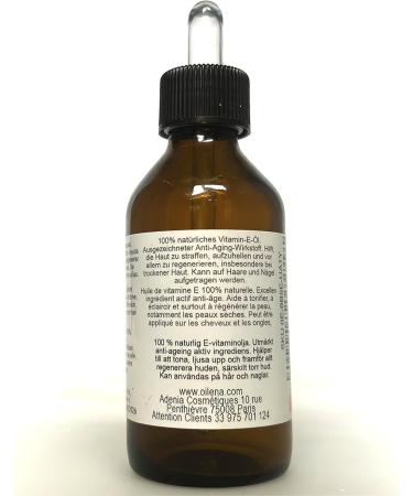 Vitamin E Oil (tocopherol) 100% natural Vegan Anti Aging Face Care Waterproof make-up remover Body and Hair Nails and Cuticles Repairing Moisturizer for Hands (100 ml) - Buy Online on GoSupps.com