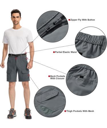 Men's Quick Dry Cargo Fishing Hiking Shorts - Dark Grey | Size 36 - Buy Online on GoSupps.com