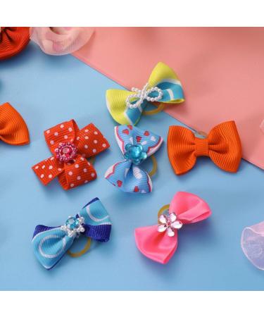 60pcs Multicolor Elastic Hair Bands Pets Bowknot Headdress Cats Dogs Random Patterns Pet Grooming Accessories - Buy Online on GoSupps.com