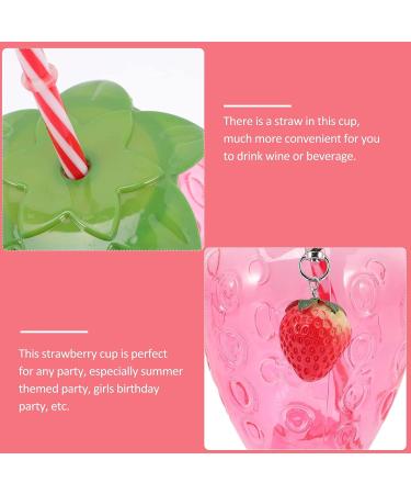 Alipis 4pcs Hawaii Sippy Cup Set - Cartoon Fruit Straw Cups with Strawberry Pendant for Luau Party - Buy Online on GoSupps.com