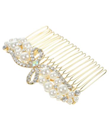 Housoutil Alloy Rhinestone Hair Comb Pearl Hair Clip Bridal Hair Pin Vintage Bridal Comb Hair Barrettes Combs Tiara Bridal Hair Accessories for Wedding Bridesmaid Prom Decorate Rhinestones