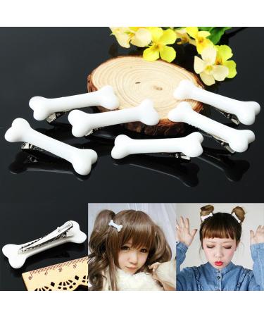 6 Pcs White Dog Bone Hair Pin Clips for Women - Perfect for Christmas Gift and Cosplay - Buy Online on GoSupps.com