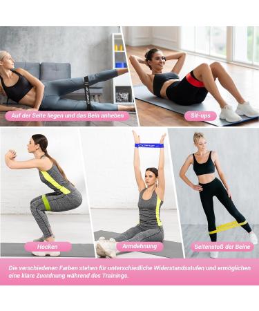 COFOF Fitness Band Set - 5 Latex Resistance Bands for Yoga Pilates & Strength Training | German Instructions & Carry Bag - Buy Online on GoSupps.com