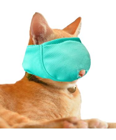 OHCOZZY Cat Muzzle with Breathable Mesh Muzzle for Cats Prevent Biting Chewing Cat Care (Size L Green) L Green
