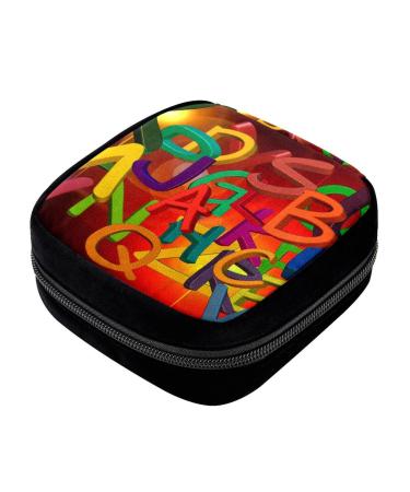 GIAPB Period Bag Sanitary Napkin Storage Bag Pad Holder for Period Makeup Pouch Colorful Abstract Letters Color2644