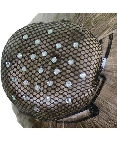 Elegant Crystal Black Hair Net with Rhinestones | International Shipping Available - Buy Online on GoSupps.com