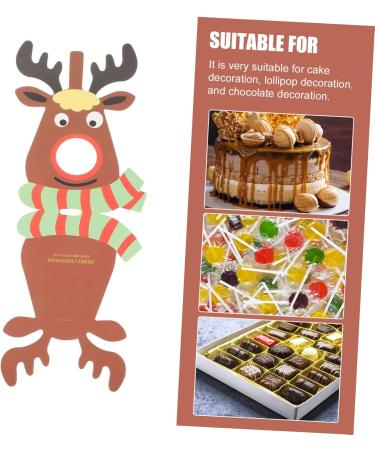 HOLIDYOYO 75 Pcs Lollipop Paper Card Elk Reindeer Candy Holder Xmas Lollipops Sweets for Lollpop - Buy Online on GoSupps.com