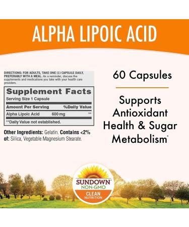 Sundown Super Alpha Lipoic Acid 600 mg Capsules - 120 ct Buy 2 Packs Online - International Shipping Available - Buy Online on GoSupps.com