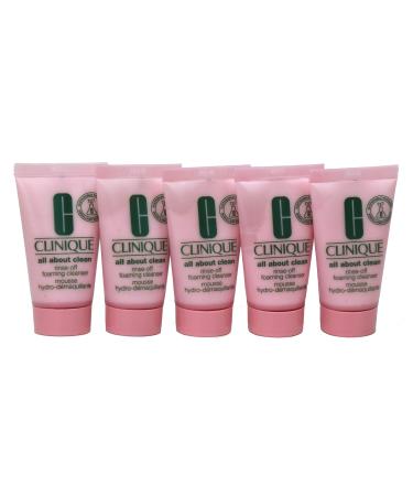 Pack of 5 x Clinique All About Clean Rinse-Off Foaming Cleanser 1 oz each Sample Size Unboxed