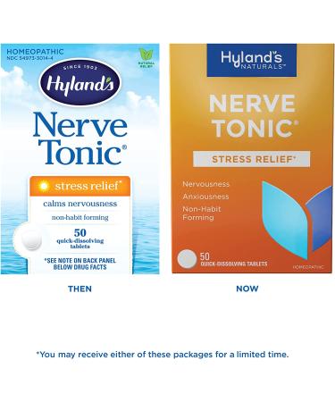 Hyland's Nerve Tonic Stress Relief Tablets - Natural Relief for Restlessness, Nervousness, and Irritability - 50 Count - Buy Online on GoSupps.com