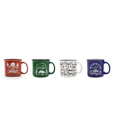 Camco Life is Better at The Campsite Coffee Mugs | Ceramic | 14oz. | 4-Pack (53357)