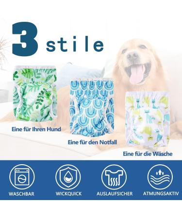Demigreat High-Suction Folter Trousers for Bitches - Adjustable Size 3-Piece Dog Diapers | XL Green Leaves Design - Buy Online on GoSupps.com